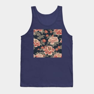 Japanese pink peony flower pattern, kimono design Tank Top